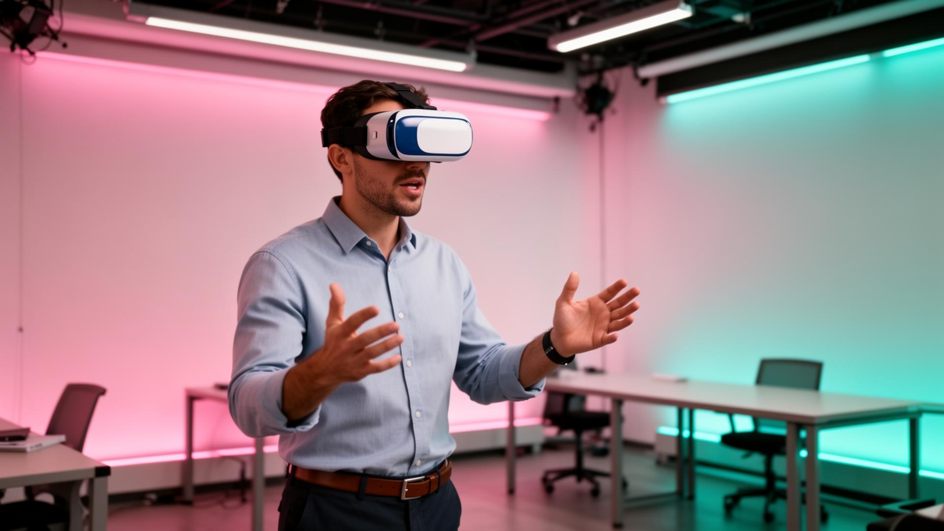 Worker rehearsing a safety conversation with an AI avatar