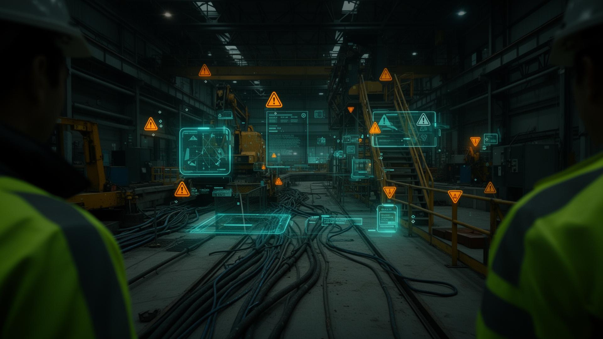 Worker using an AR hazard perception app
