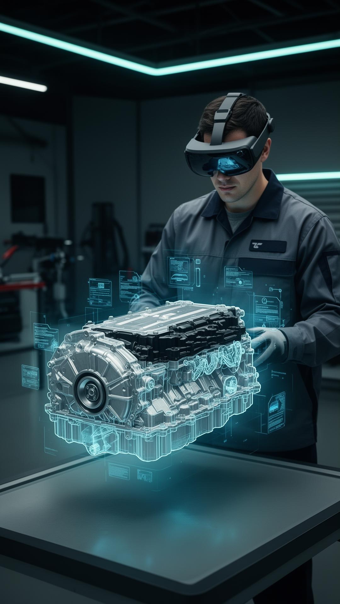 Technician using an immersive training simulation
