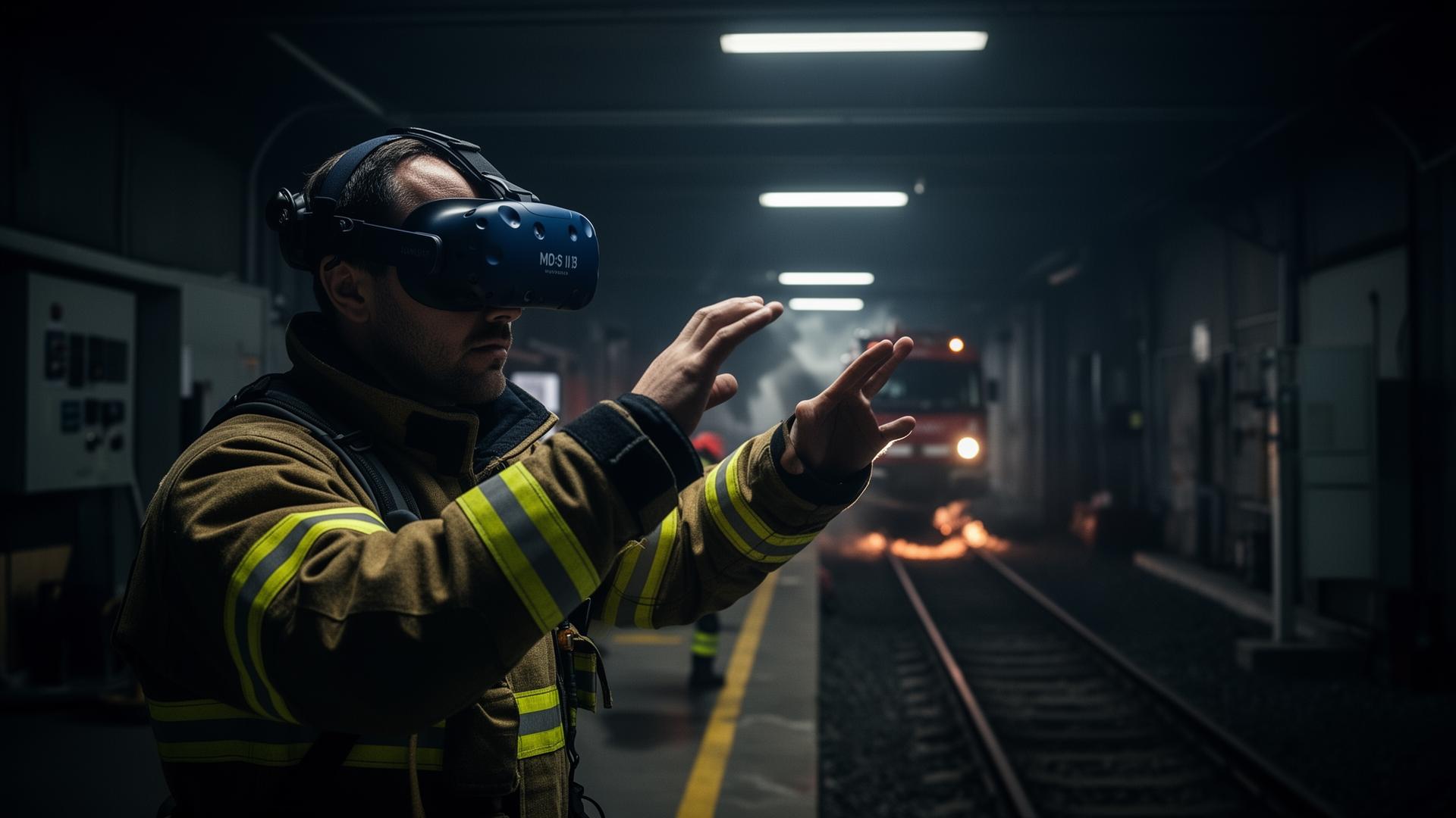 Frontline worker practising an emergency scenario in VR